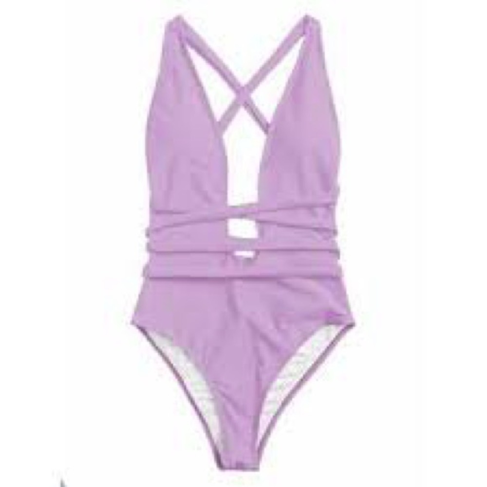SweatyRocks Women's Sexy Basic Criss Cross Tie Front Deep V Open Back One Piece